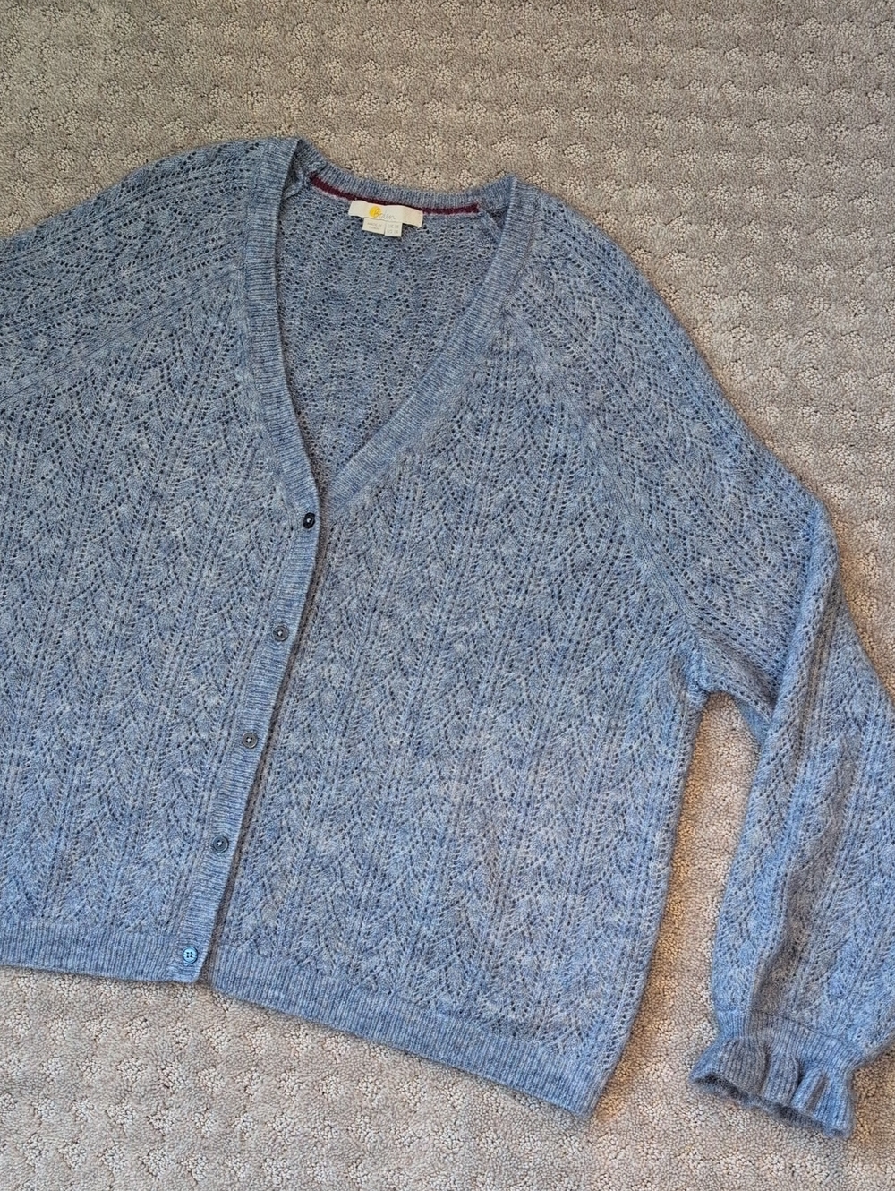 Boden Blue Knit Cardigan Mohair, Wool Blend